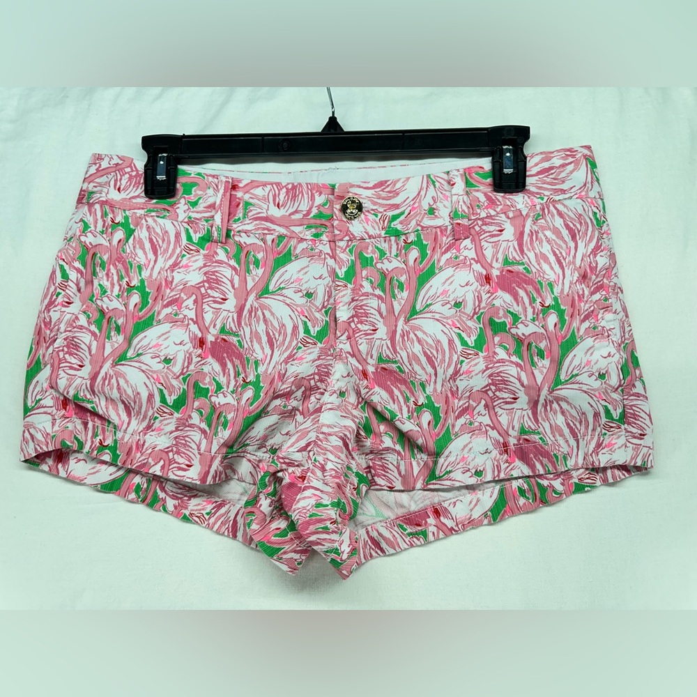 Lilly Pulitzer Womens Size 12 The Walsh Shorts‎ 3” Inseam Flamingo Print Pockets